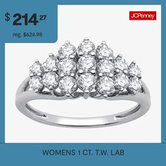 Ring Style: Cocktail RingsFeatures: In A Gift BoxDiamond Clarity: I2-I3Setting: ProngStone Cut: RoundDiamond Color: G-HMetal Color: WhiteRing Gallery Height: 6.6mmRounded Carat Weight: 1 Ct. T.w.Band Width: 2mmCare: Wipe CleanStone Type: 17 Lab Grown DiamondAuthenticity: Lab Grown DiamondBirthstone: April BirthstoneMetal: Sterling SilverCountry of Origin: Imported Cluster Jewelry For Anniversary, White Diamond Cut Cluster Ring, White Cluster Ring With Diamond Cut, Anniversary Rings With Prong Setting, Silver Cocktail, 5 Rings, Ring Style, Layers Design, 1 Carat