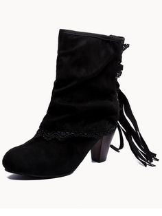 Sku HMXY-A45 Material Suede Pattern Casual Season Spring ,Autumn,Winter Style Ankle boots Heels 6-8cm Color Black,Apricot Size 35,36,37,38,39,40,41,42,43 Bohemian Ankle-high Boots For Winter, Bohemian Lace-up Winter Boots, Bohemian Suede Winter Boots, Bohemian Winter Boots With Round Toe, Bohemian Winter Suede Boots, Casual Fringe Winter Boots, Casual Winter Boots With Fringe, Casual Winter Fringe Boots, Bohemian Ankle Boots For Winter