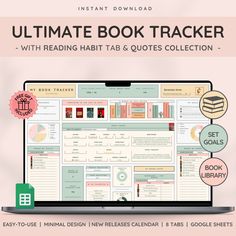 the ultimate book tracker with reading habit tabs and quotes collection for instant readies