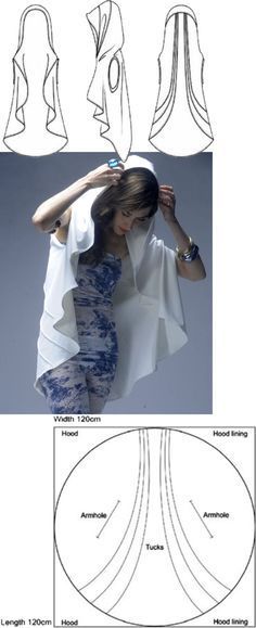 an image of a woman's dress pattern and instructions to make it look like she is