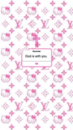 a pink and white wallpaper with the words god is with you