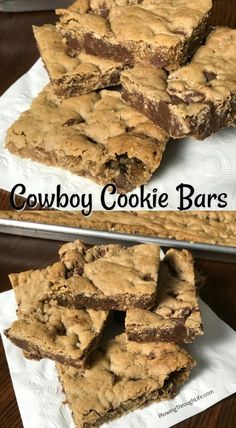 cowboy cookie bars stacked on top of each other