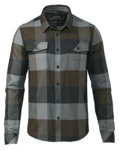 a brown and black plaid shirt on a white background