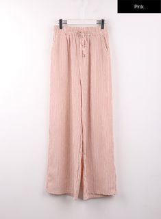 mid-waist-striped-wide-leg-trousers-of406 / Pink Spring Relaxed Fit Bottoms With Vertical Stripes, Casual Spring Bottoms With Vertical Stripes, Casual Bottoms With Vertical Stripes, Spring Pants With Vertical Stripes And Relaxed Fit, Casual Summer Pants With Vertical Stripes, Chic Striped Bottoms For Spring, Trendy Bottoms With Striped Hem For Spring, Chic Striped Relaxed Fit Bottoms, Striped Bottoms For Spring Day Out