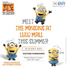 the minions at luu mall poster with two minion characters in blue overalls