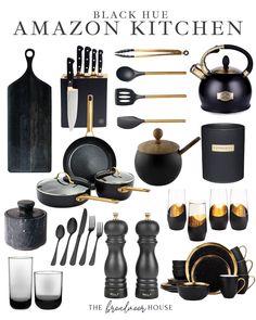 black and gold kitchen accessories are featured in this ad for the new season of amazon