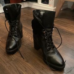 Barely Used Black Leather Aquatalia Boots With Faux Fur Lining That Can Be Worn Folded Down Or Up. Super Cute And Sexy. Aquatalia Boots, Bootie Boots, Faux Fur, Ankle Boots, Black Leather, Super Cute, Women Shoes, Boots, Leather