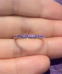 18K Amethyst Half Eternity Band Ring 1.7mm 18K White by SARRIEL February Gemstone, Amethyst Wedding, Infinity Ring, Half Eternity Band, Eternity Band Ring, Fancy Jewelry, Pretty Rings, Girly Jewelry, February Birth Stone