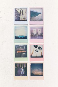 several polaroid photographs are arranged on top of each other