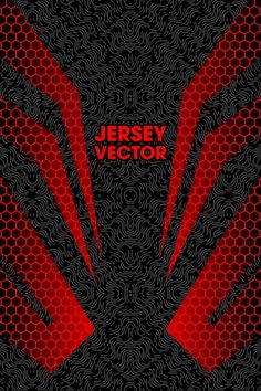 an abstract red and black background with the words jersey vector on it