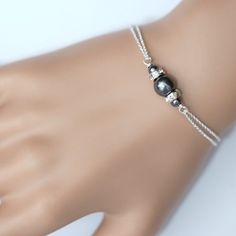 Swarovski Dark Grey Pearl Bridesmaid Bracelet, Bridesmaid Gift, Bridesmaid Jewelry PEARL SIZES: 8mm and 4mm OTHER BRIDESMAID BRACELETS  IN THE STORE: https://www.etsy.com/shop/alexandreasjewels?section_id=12486946&ref=shopsection_leftnav_4 PEARLS AVAILABLE IN OTHER COLORS: Please refer to last photo for color options and kindly note on check-out your preferences. OPTIONS: Silver Plated Setting Sterling Silver Setting  (All metal components except the rhinestones spacers are sterling silver. Rhin Bridesmaid Bracelets, Grey Jewelry, Pearl Bridesmaid Jewelry, Customized Bridesmaid Gifts, Maid Of Honor Gift, Diy Jewelry Tutorials, Jewelry Swarovski, Bridesmaid Pearls, Jewelry By Material