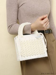 BagForLove - Compact Faux Pearl Satchel Bag with Inner Pouch and Drawstring Closure Product Description Color Beige Details Pearls Type Square Bag Strap Type Double Handle Pattern Type Plain Style Fashionable Material PMMA Size Chart INCH CM Bag Length Bag Width Bag Height Handle Height 7.9/7.9 inch 3.9/0.1 inch 6.3/6.3 inch 3.1 inch Bag Length Bag Width Bag Height Handle Height 20/20 cm 10/0.2 cm 16/16 cm 8 cm Details Pictures Similar Products h2 { text-align: center; } /* æ¢è¡ */ li{ white-s Word Wrap, Pearl Types, Drawstring Pouch, Satchel Bag, Square Bag, Bag Straps, Satchel Bags, Faux Pearl, Colorful Backgrounds