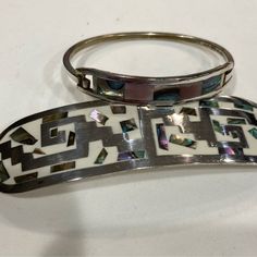 Alpaca Sterling Silver Abalone Shell Inlay Bracelet & Hair Barrette Sterling Jewelry, Abalone Shell, Hair Barrettes, Womens Jewelry Bracelets, Alpaca, Shells, Women Jewelry, Bracelet, Sterling Silver