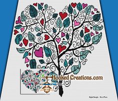 a heart shaped tree with hearts on it's branches and the words hooked creations