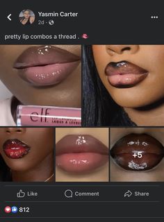 Lip Combinations, Monster High Makeup, Dark Skin Makeup Tutorial, Lips Shape, Glossy Lips Makeup, Lip Combos, Learn Makeup, Beginners Eye Makeup, Makeup For Black Skin