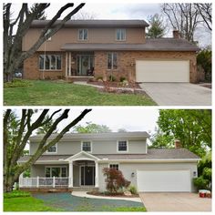 before and after photos of a home in the suburbs