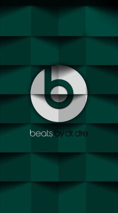 the beats by dre logo on a dark green background with squares in the shape of rectangles