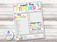 a printable teacher planner with the words meet the teacher on it