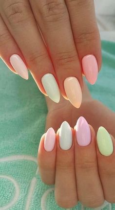 Nagellack Trends, Summer Acrylic Nails, Rainbow Nails, Nail Designs Spring, Nail Art Summer, Types Of Nails, Nail Polishes, Cute Acrylic Nails