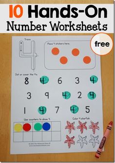 a printable worksheet with numbers and shapes to help kids learn how to use them