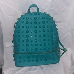 Never Used Studded Backpack, Stylish Backpacks, Blue Gold, Metallic Silver, Color Blue, Limited Edition, Black Leather, Bag Lady, Blue Color