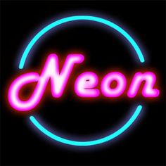 neon neon sign with the word weeon in pink and blue on a black background