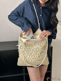 Bird in Bag - Straw Tote Bag Beige Handheld Crochet Bag For Shopping, Crochet Gift Bag For Daily Use, Cream Crochet Shoulder Bag For Shopping, Beige Bucket Bag Suitable As Gift, Beige Shoulder Gift Bag, Daily Use Crochet Gift Bag, Cream Shoulder Crochet Bag For Shopping, Satchel Gift Bags, Chic Gift Shoulder Bag