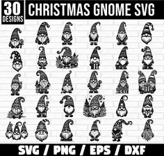 christmas gnomes svg bundle for cutting and cricting with the text 30 designs