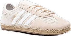 Beige Leather Sneakers With Embroidered Logo, Beige Sneakers With Embroidered Logo For Streetwear, Beige Embroidered Logo Sneakers For Streetwear, Sporty Cream Sneakers With Embroidered Logo, Adidas Cream Sneakers With Contrast Sole, Adidas Cream Lace-up Sneakers, Adidas Cream Sneakers With Laces, Adidas Beige Sneakers With Rubber Sole, Adidas Beige Lace-up Sneakers