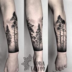 three different views of trees on the arm