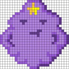 an image of a pixellated purple object with yellow dots on the top and bottom