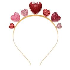 Valentine’s Day Headband -- Spread Some Of That Love On Valentine's Day With This Glitter Heart Headband! Featuring The Classic Valentine’s Day Colors Of Pink And Red, Decorate With A Row Of Adorable Hearts Of Varying Sizes Above On The Good Hair Hoop. With These Heart Hairband For Valentine's Day, You'll Be Turning Heads And Making Them Swoon, Help Get You In The Holiday Spirit And Be The Star Of The Valentine's Day Party! Shinny Heart Hairband -- February Is The Month Of Love, And Whether Sing Millenial Pink, Month Of Love, Minnie Ears Headband, Heart Headband, Jet Black Hair, Heart Accessories, Valentine's Day Party, Crystal Headpiece, Heart Hair