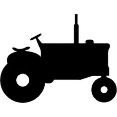 a black and white silhouette of a farmallist's front wheel drive tractor