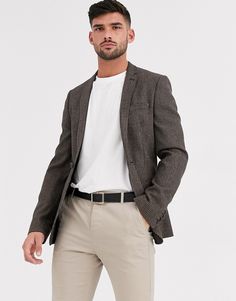 Blazer by ASOS DESIGN Easily dressed up or down Notch lapels Button fastening Micro-check design Super-skinny fit For a streamlined silhouette Check Design, Cheque Design, Black Wool, Men's Style, Mens Suits, Men's Blazer, Blazer Suit, Must Haves, Suit Jacket