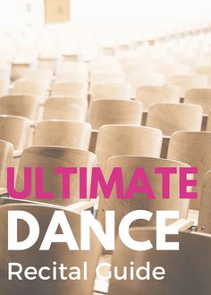 an auditorium with chairs and the words ultimate dance retail guide written in pink on it