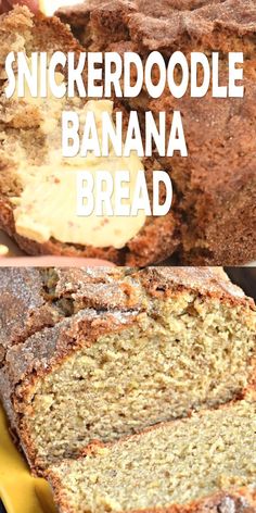 sliced banana bread sitting on top of a cutting board next to another loaf of bread