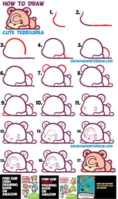 how to draw a cartoon teddy bear step by step instructions for children and beginners