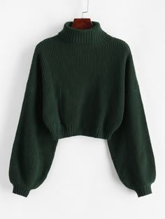 Plain Sweaters, Cropped Pullover, 가을 패션, Cute Sweaters, Lantern Sleeve, Roll Neck, Fashion Mode, Casual Style Outfits