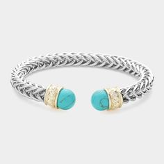 Turquoise Blue Stone Tip W Silver Textured Twisted Rope Cable Wire Cuff Style Metal Bangle Bracelet Statement Fashion Jewelry Measures 0.4" H Color: Turquoise T 8879 B Silver Cuff Jewelry For Fashion Accessory, Elegant Adjustable Blue Cuff Bracelet, Elegant Turquoise Cuff Bracelet, Elegant Turquoise Bangle For Formal Occasions, Trendy Turquoise Bangle Jewelry, Elegant Adjustable Turquoise Bangle, Elegant Blue Metal Cuff Bracelet, Elegant Blue Metal Bangle, Elegant Turquoise Bracelets