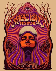 a poster for the festival with an image of a woman's face and trees