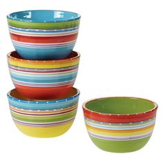 four bowls are stacked on top of each other