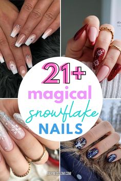 21+ Amazing Snowflake Nails to Try this Winter - ♡ July Blossom ♡ Natural Nails 2023, Snowflake Nail Designs Winter Wonderland, Classy French Manicure, Winter Nail Trends, Christmas Snowflakes Nails, Xmas Nail Designs, Snowflake Nail Design, Snow Nails, Snowflake Nail Art