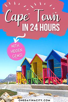 Cape Town in 24 Hours with Hidden Gems. Picture of colorful beach shacks along a Cape Town Beach. South Africa Tourist Attractions, Cape Town Bucket List, Africa Road Trip, South Africa Road Trips, Cape Town Travel Guide, Cape Town Itinerary, Town Architecture, Cape Town Travel, Africa Trip