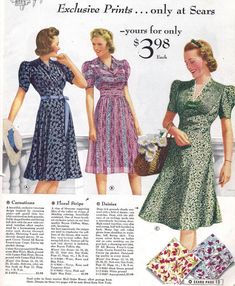 Women's Fashions from Sears Catalog 1940s