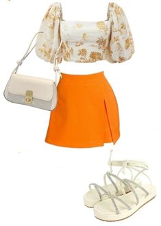 Orange Outfit, Outfit Collage, Women's Costumes, Beach Outfit, Stylish Outfits, Outfit Inspirations, Ootd, Fashion Outfits, Wardrobe