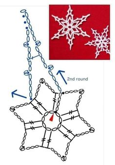 the instructions for how to crochet a snowflake with two round chains