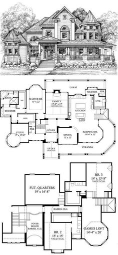 two story house plans with large windows and lots of room