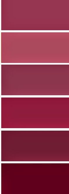 four shades of red and pink are shown in the same color scheme, each with different colors