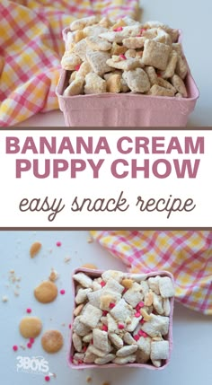 this banana cream puppy chow recipe is easy to make and tastes just as good as it looks