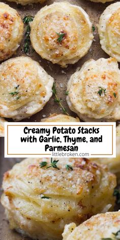 creamy potato stacks with garlic thins, and parmesan